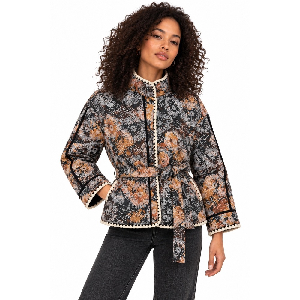 7 For All Mankind Floral Embroidered Quilted Belted Jacket NWT Small